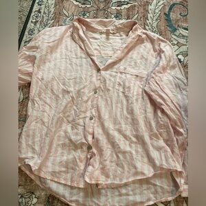 Victoria's Secret Pink Striped Long sleeve PJ Shirt Medium